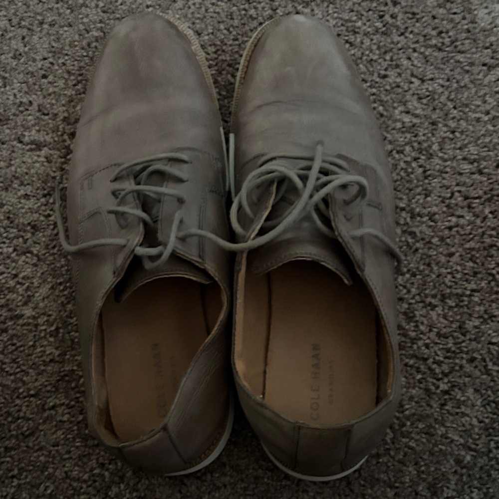 Cole Haan Men's Taupe Leather Lace-Up Oxfords